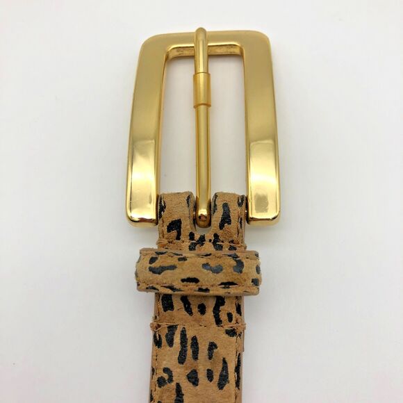 VINTAGE Liz Claiborne Belt Womens Small Leopard Print Skinny Gold Buckle - Picture 2 of 6